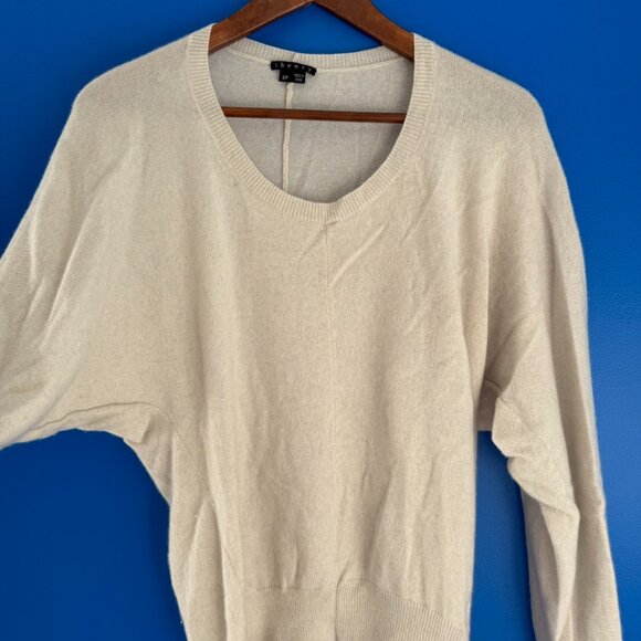 Theory Womens Soft Gray Cashmere Minimalist Dolman Sleeve U-Neck Sweater S/P - Picture 2 of 9